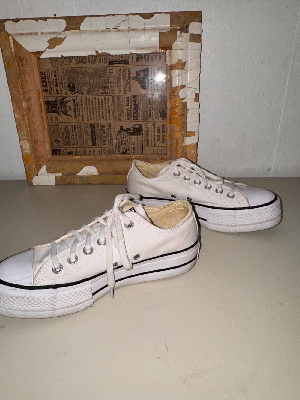 Converse Platform Canvas Sneakers in White 6.5
